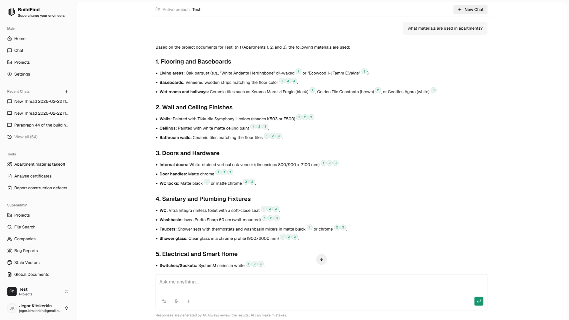 Construction documentation management dashboard
